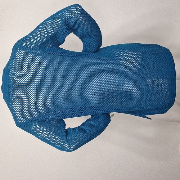 Chico's Blue Bohemian Coastal V-Neck Pullover Open Kit Tunic Sweater Size M - Picture 5 of 10